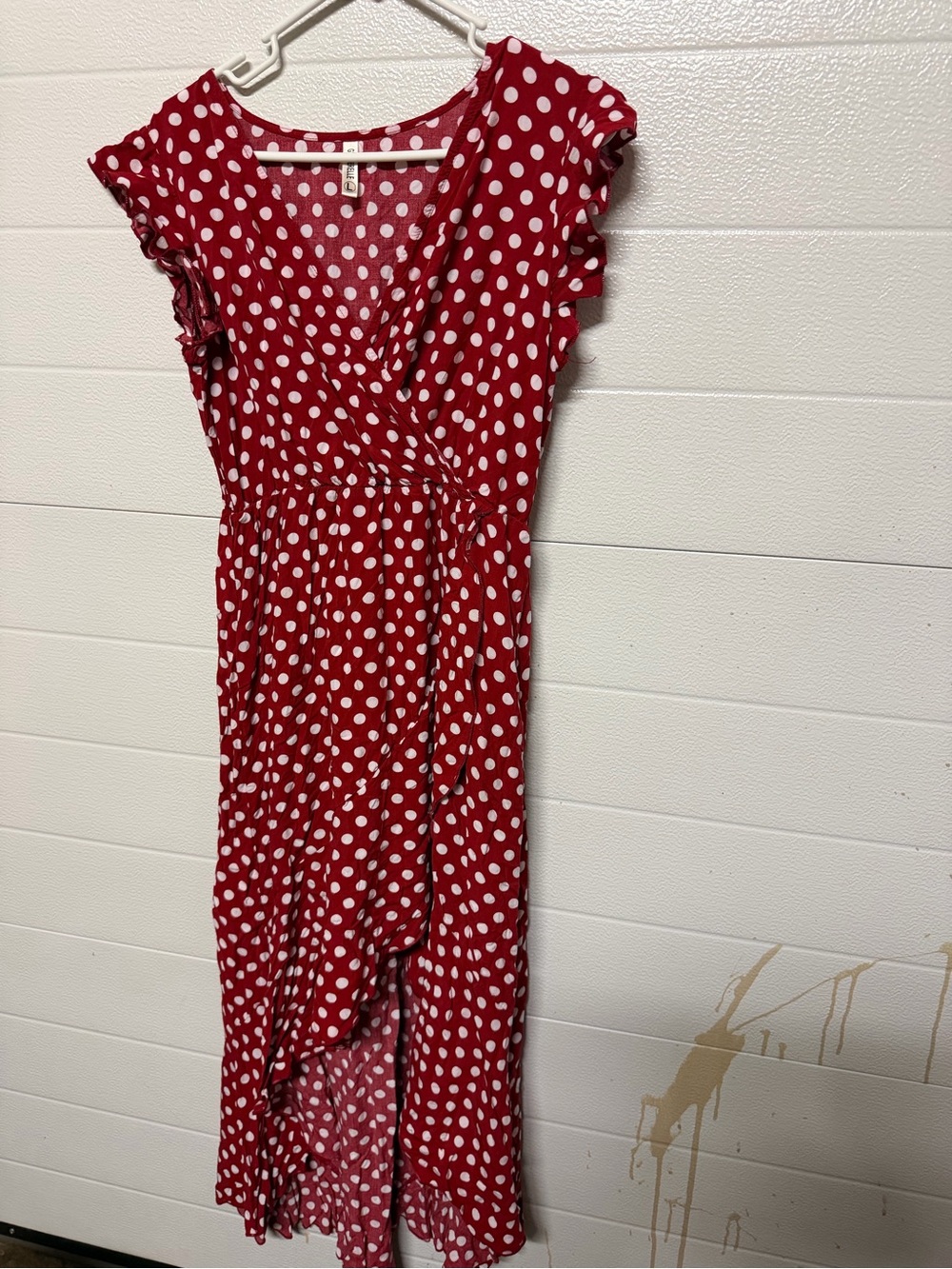 Polka Dot Wrap Chemise Dress - Red & White